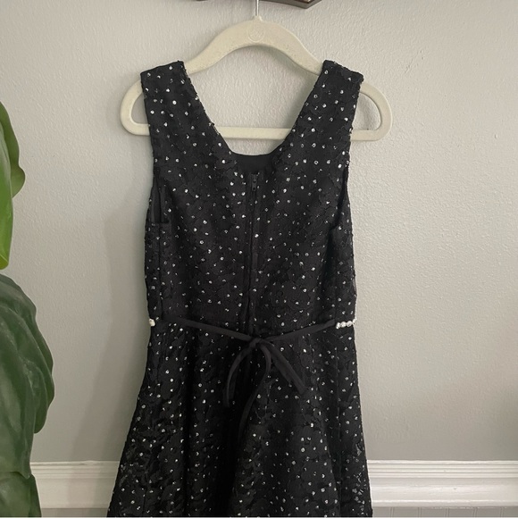 Speechless Kids Black Lace Silver Metallic Dress Size 7 - Picture 6 of 10